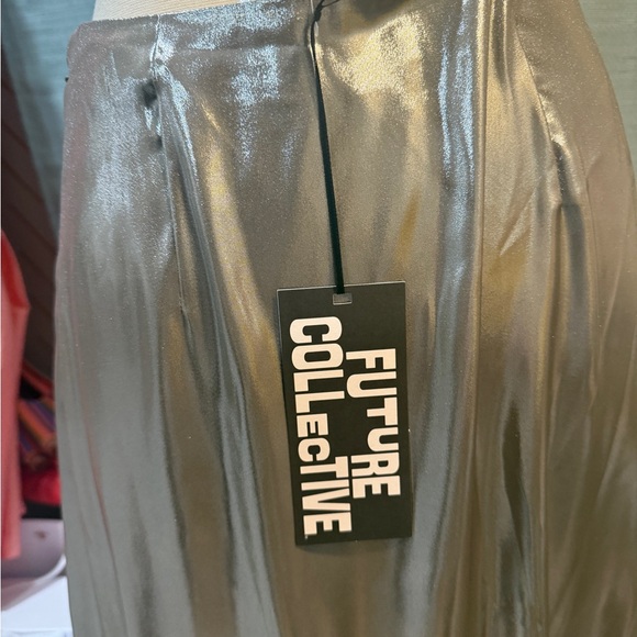 NWT Silver maxi skirt with side split size XS Future Collective - Picture 4 of 6